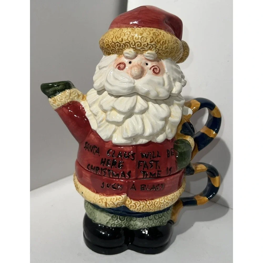 Santa Claus‎ Tea For One Set Ceramic Teapot and Mug Christmas Holiday Decor